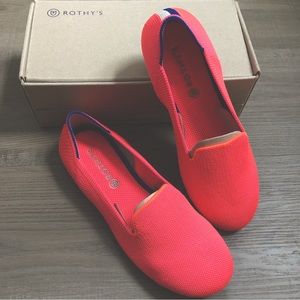Rothy’s Hot Pink Flamingo Flats Loafers Girls size 4 or Women’s size 5.5 Coral